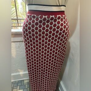 Elegant Red and White Honeycomb Skirt